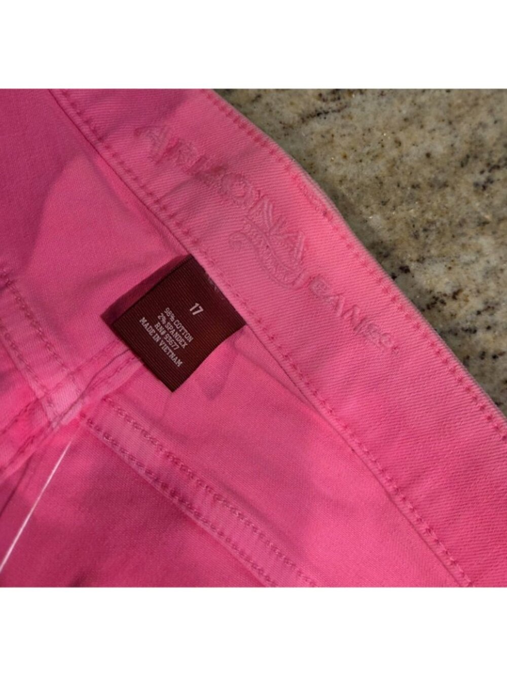 New! Arizona Jeans 17 Juniors 36x27" Neon Hot Pink Ankle Mid Stretch Distressed - Picture 9 of 13